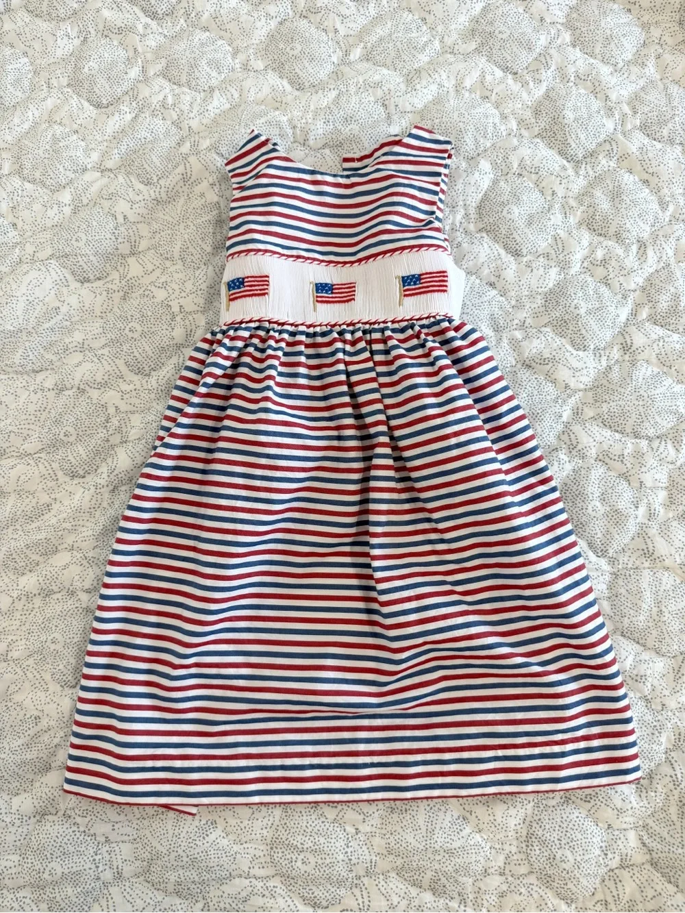 Edgehill Collection Red, White & Blue Striped Smocked Dress
